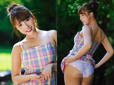 三上悠亜 写真集撮影時に着用した私物のチェックのワンピース1-horz