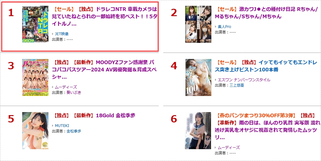 FANZAランキング001